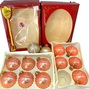 13 Vintage Rauch Glass Ball Ornament Peach Rose Gold Apricot Victoria Collection